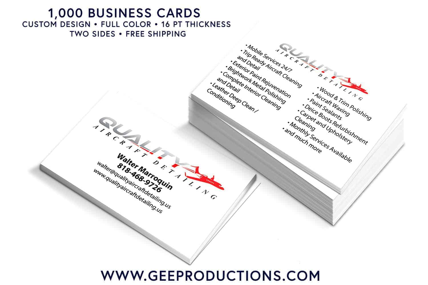 Quality Aircraft Detailing Services - Business Cards
